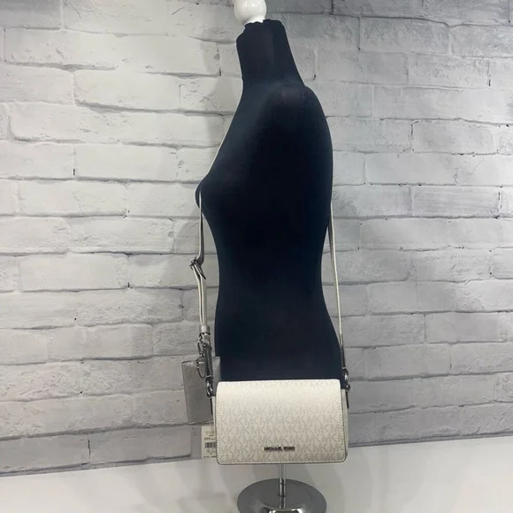 Michael Kors Vincent Crossbody White MK Signature Logo Silver/White - Picture 12 of 12